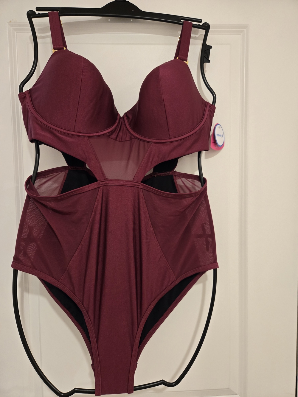 Swimsuits For All Burgundy One-Piece Cutout Swimdress